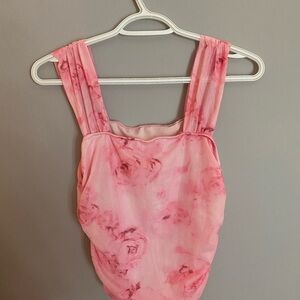 Pink Floral Sleeveless Top